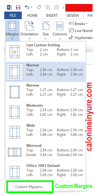 Gambar Margins - Microsoft Word