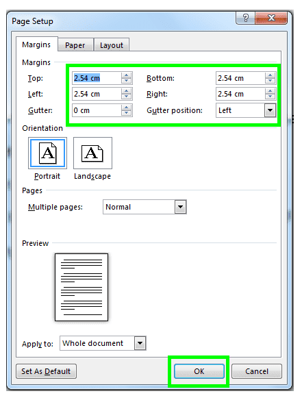 Gambar Page Setup - Microsoft Word