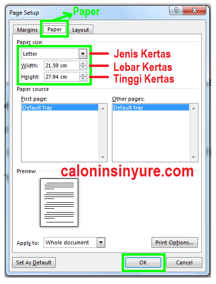 Gambar Page Setup - Microsoft Word