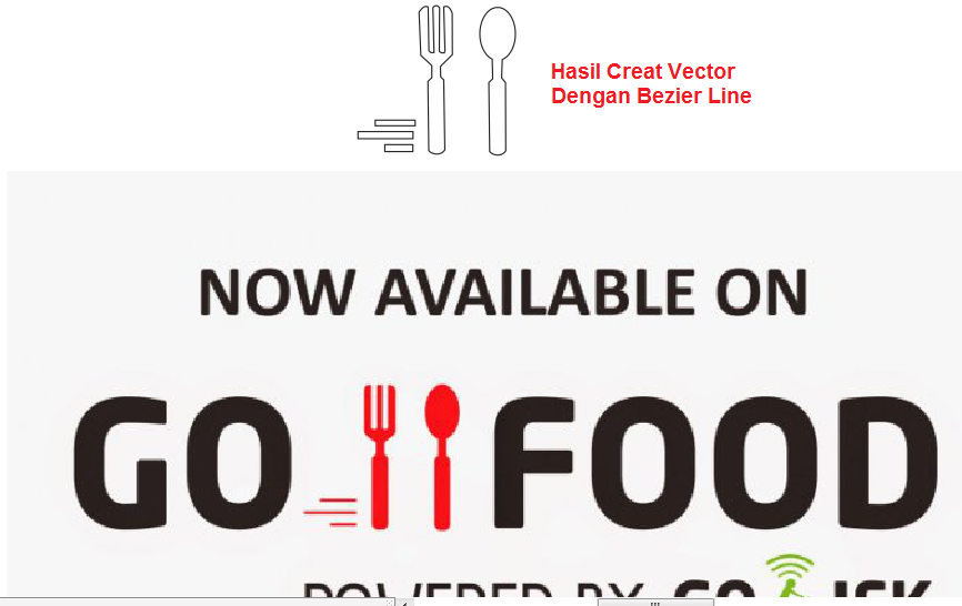 Hasil Pembuatan Vektor gambar sendok dengan Bezier Tool