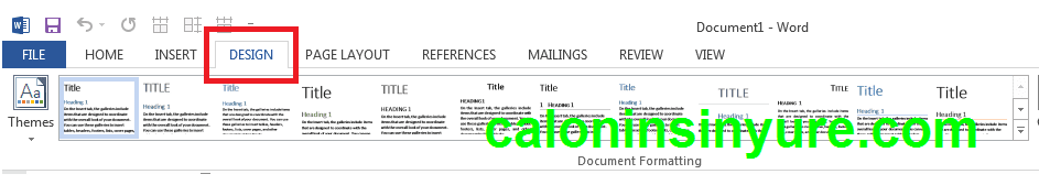 Gambar Tampilan Tab Design Microsoft Word 2013