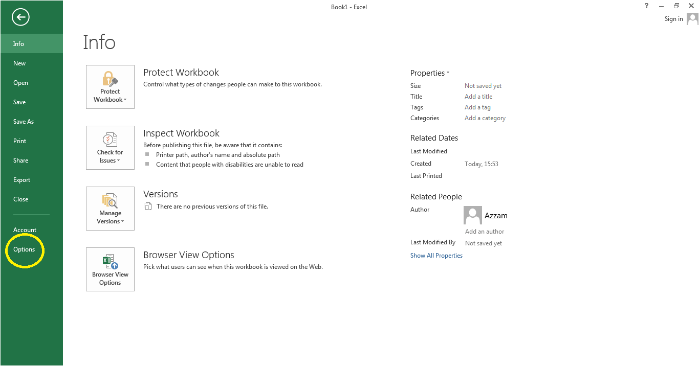 Gambar Tampilan File - Options Pada Microsoft Excel