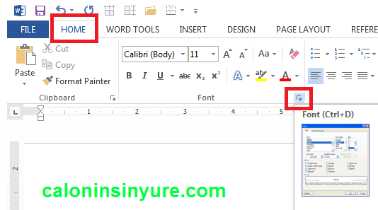 Gambar Tampilan Jendela Font Ms. Word