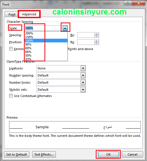 Gambar Tampilan Jendela Font Ms. Word