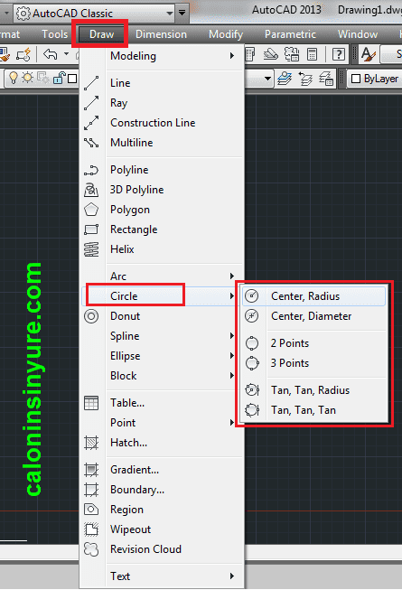Gambar Tampilan Menu Draw AutoCAD