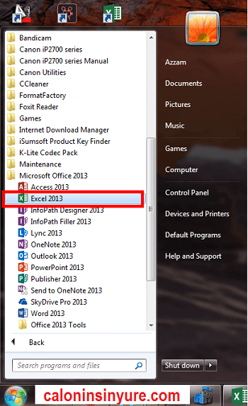 Gambar Tampilan Microsoft Excel 2013