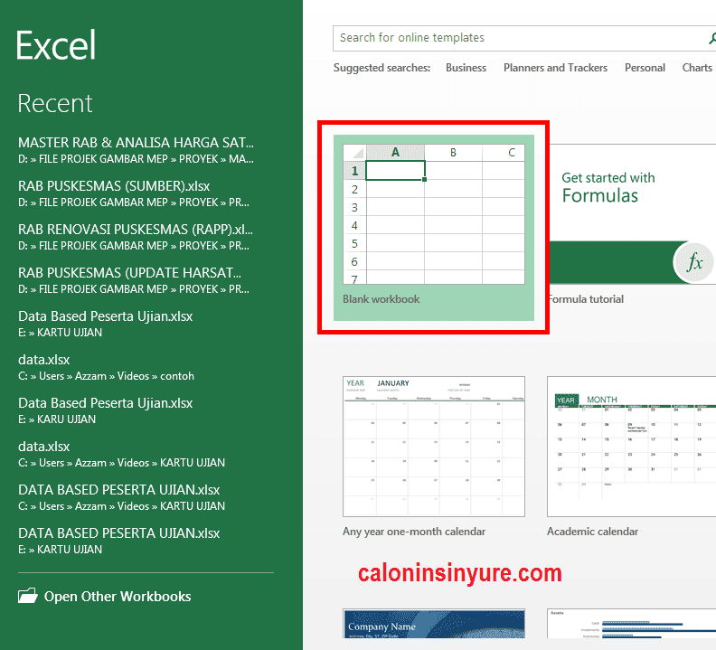 Gambar Tampilan Microsoft Excel 2013