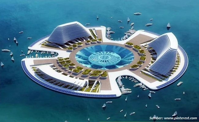 Gambar Konsep Desain Bangunan Masa Depan <em> Lilypad (sumber: pinterest.com)</em>