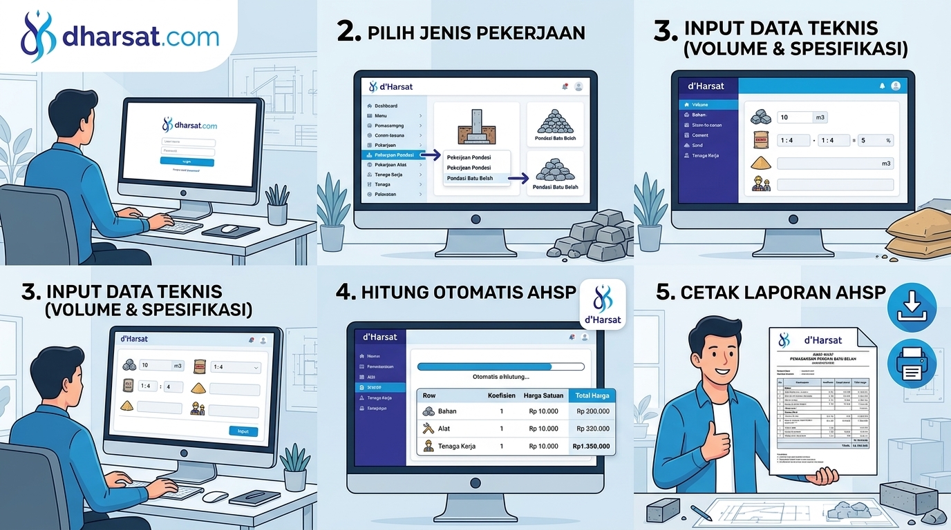 Cara Membuat AHSP Pondasi Batu Belah dengan dharsat.com