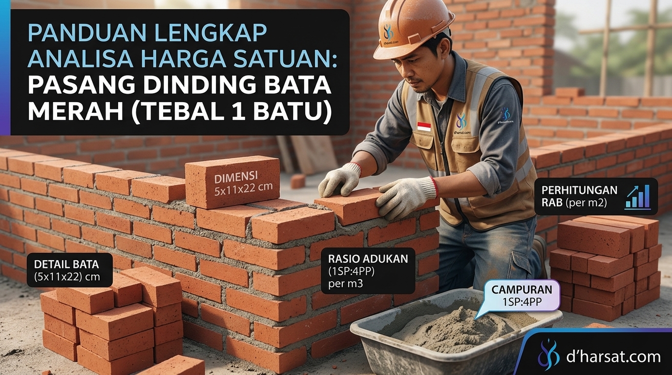Cara Menghitung Analisa Harga Satuan Dinding Bata Merah 1 Batu (Campuran 1:4)