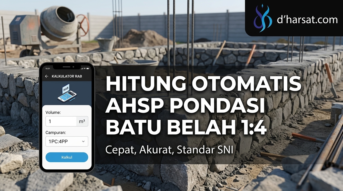 Analisa Harga Satuan Pekerjaan Pondasi Batu Belah 1:4 (Generate Otomatis di Dharsat.com)