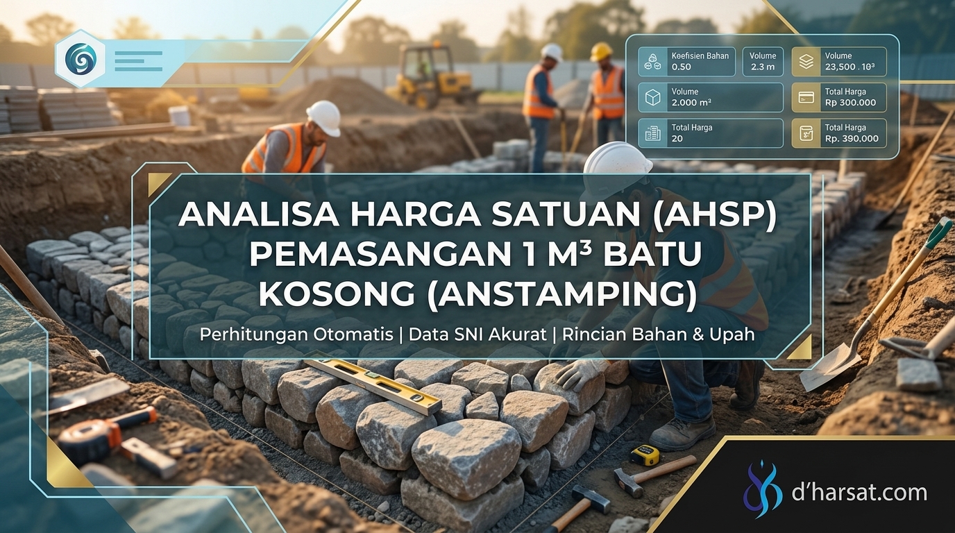 Analisa Harga Satuan 1 m³ Batu Kosong (Anstamping) | Simulasi gratis dharsat.com